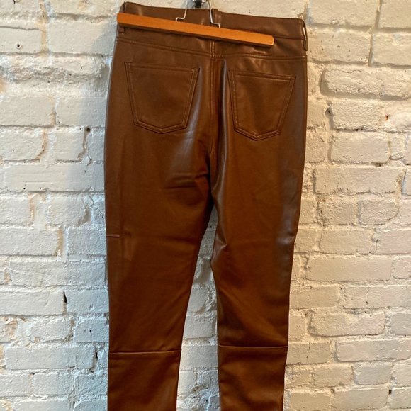NWOT~7 for Mankind Vegan Leather Slim Pant In Brown~Size SMALL - Picture 5 of 6